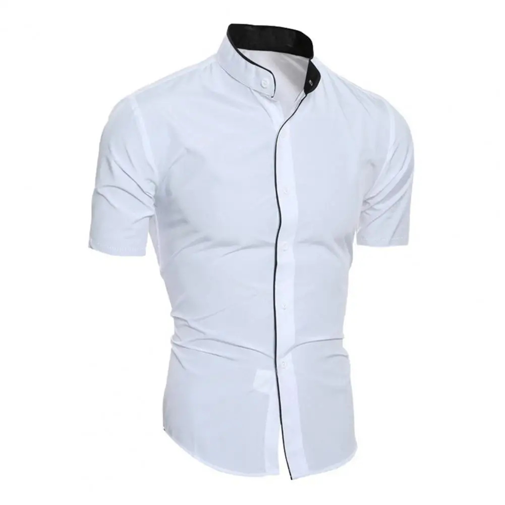 

New men's solid color casual commuting short sleeved shirt