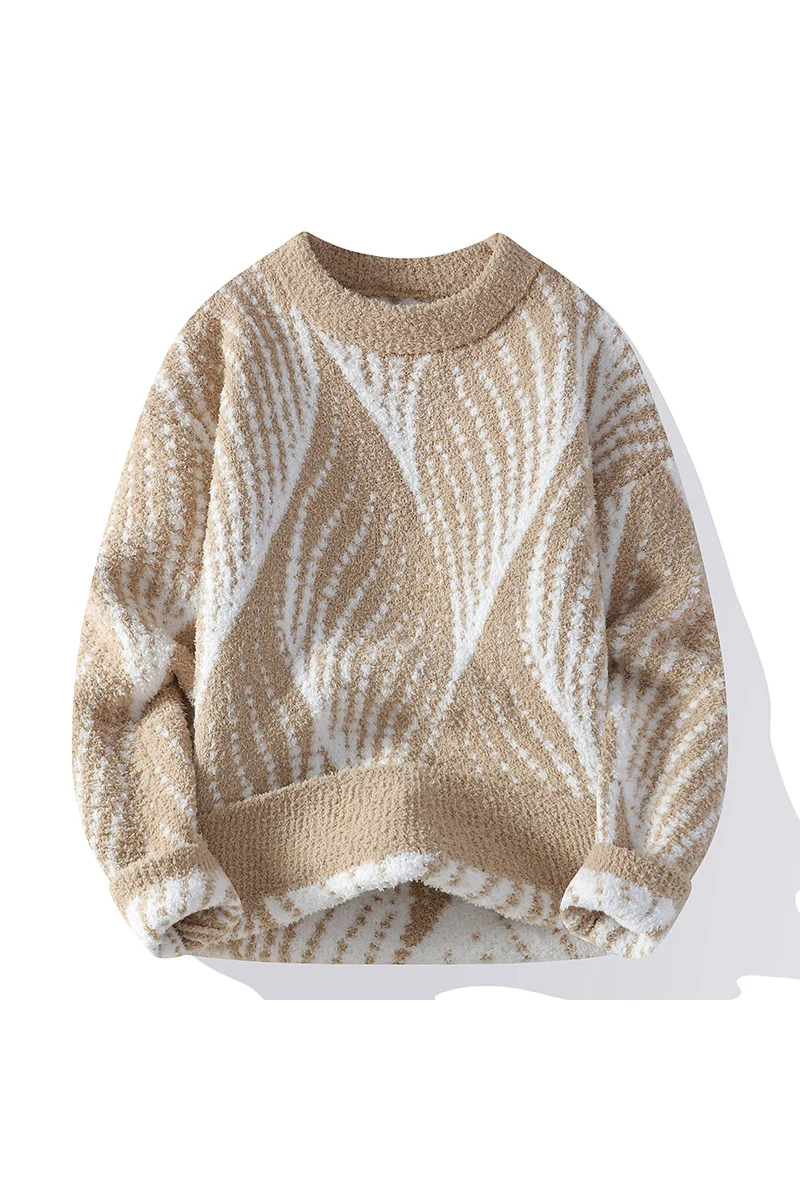 Мужские модные свитера в полоску 2024 осень/зима Свободная трикотажная одежда