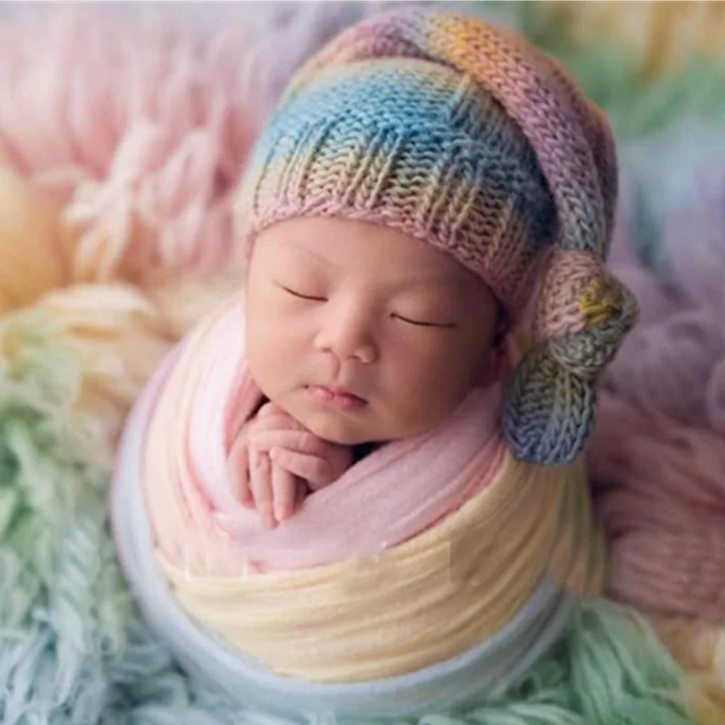 

50X260CM Newborn Photography Props Photograph Clothing Cotton Gauze Rainbow Wrap for Background Baby Blanket Photo Props