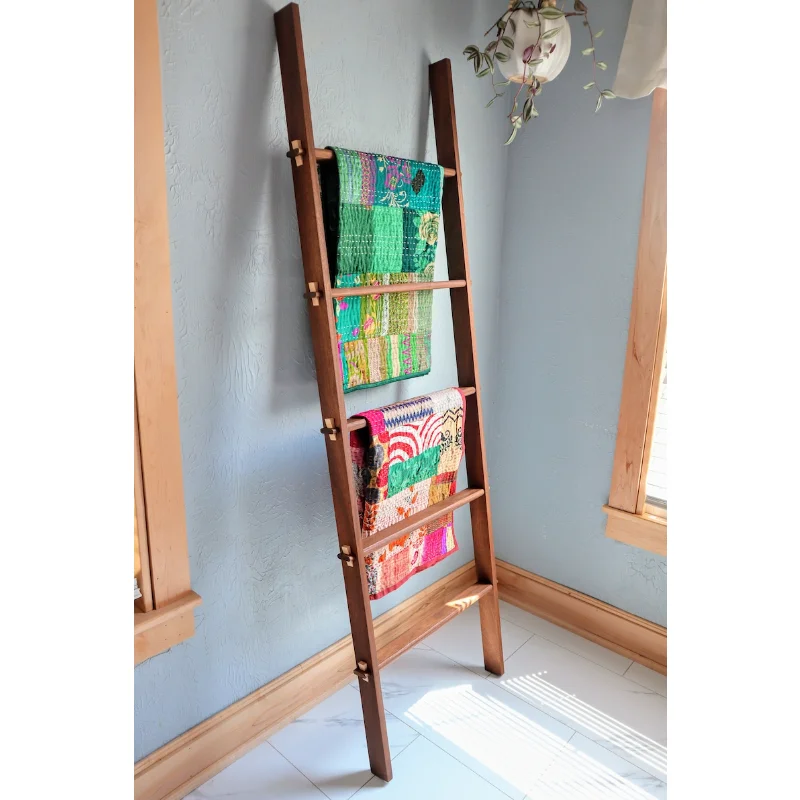 

Solid African Hardwood Blanket Ladder, Towel Ladder23"W X 47"L inches