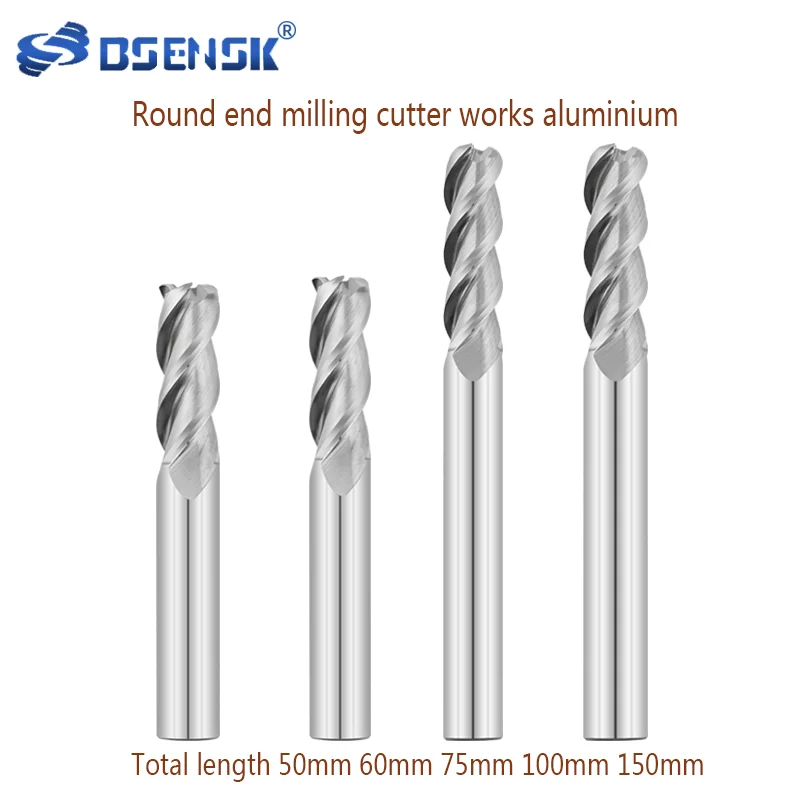 Integrale Gecementeerde Carbide Wolfraam Stalen Ronde Neus Frees 8R1 Totale Lengte 100Mm 150Mm Filet Niubi Verwerking Aluminium