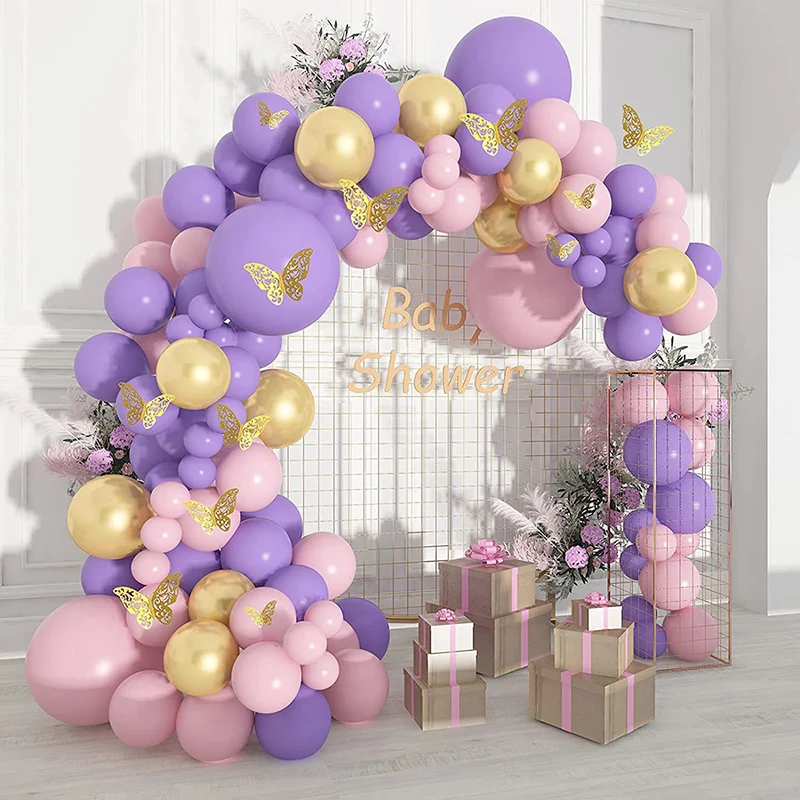 

Gold Butterfly Balloons Arch Kit Metal Purple Globos Balloon Garland Kit for Baby Shower Birthday Wedding Party Balloon Supplies