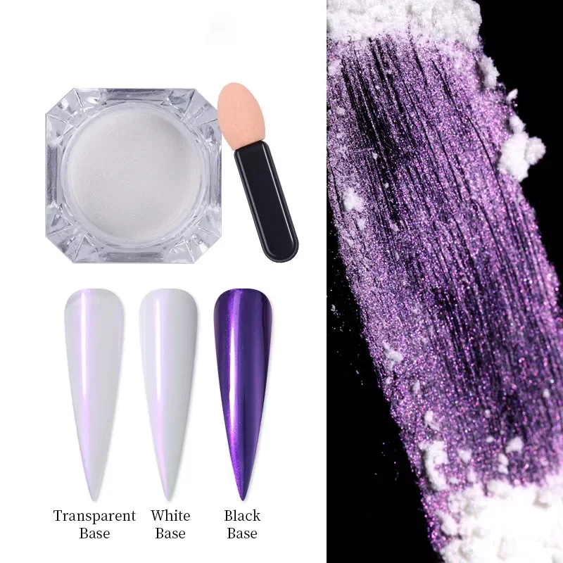 

NEW Box Pearl Nail Glitter Powder Neon Mirror Mermaids Dipping White Purple Nail Chrome Pigment Dust Polish Decor