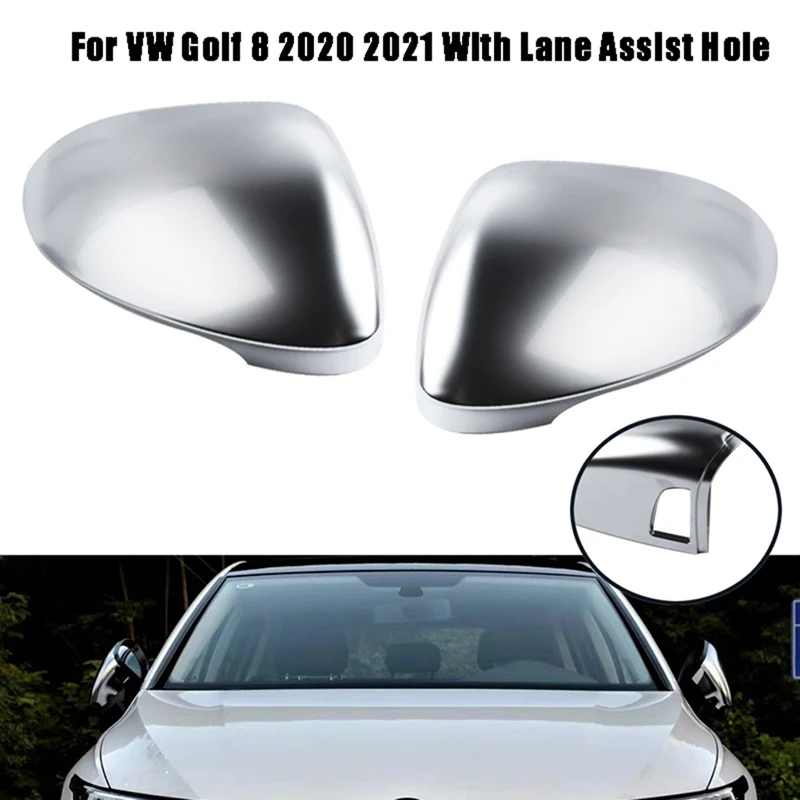 

For-Golf 8 2020 2021 Car Side Rearview Mirror Cover with Lane Assist Hole Wing Mirror Shell