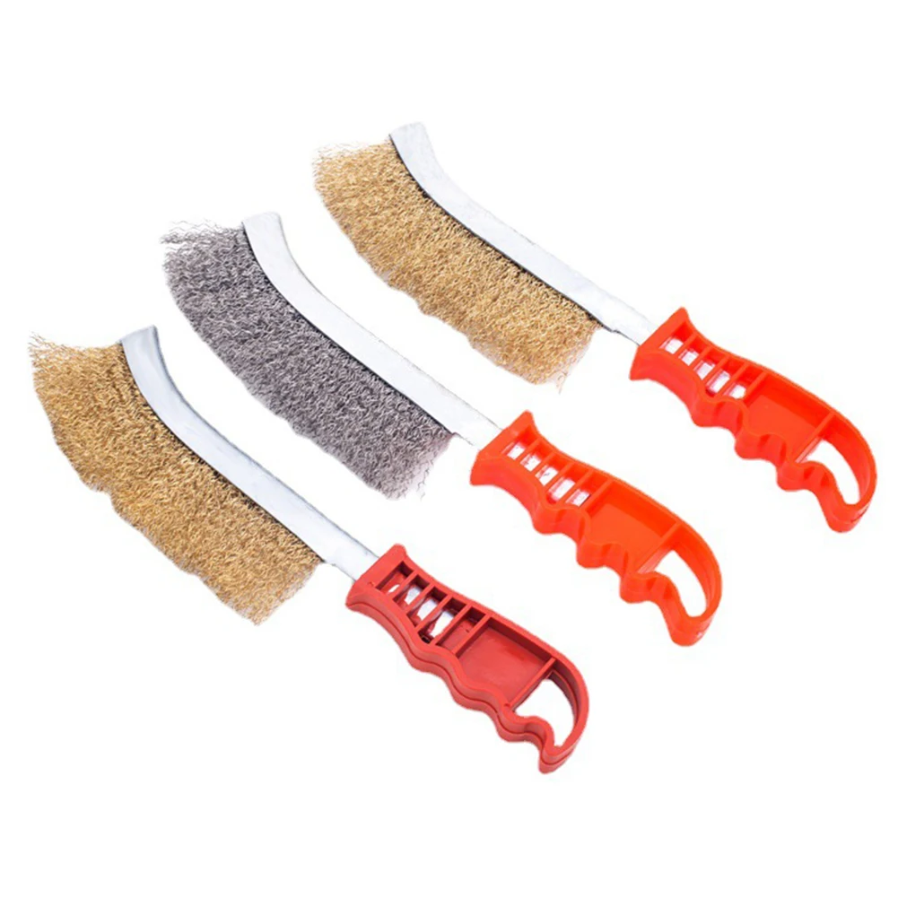 

1pcs 235mm Brass Wire Brushes For Barbecue Cleaning Rust Removal Heavy Duty With Plastic Handle Workshop Equipment Hand Tool