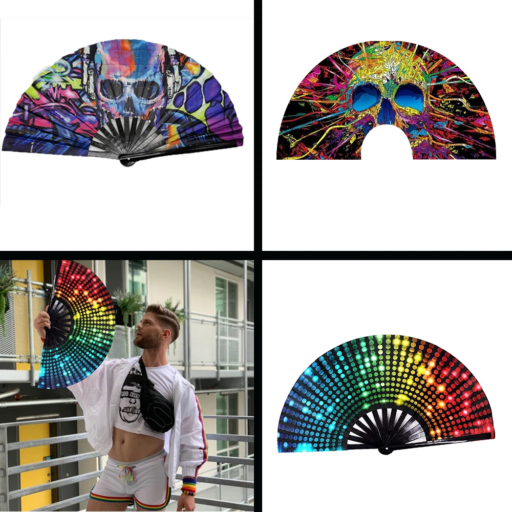 

Large Chinese Folding Hand Rave Fan Art Craft Gift Wedding Dance Hand Fan Festival Party Fan Gift Fan Home Decor Drag Queen