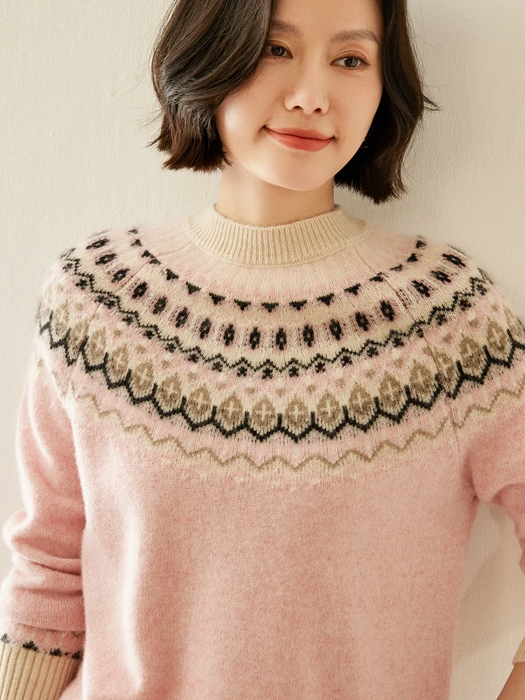 Новый женский пуловер из 100% кашемира винтажный кашемировый свитер Faire Isle