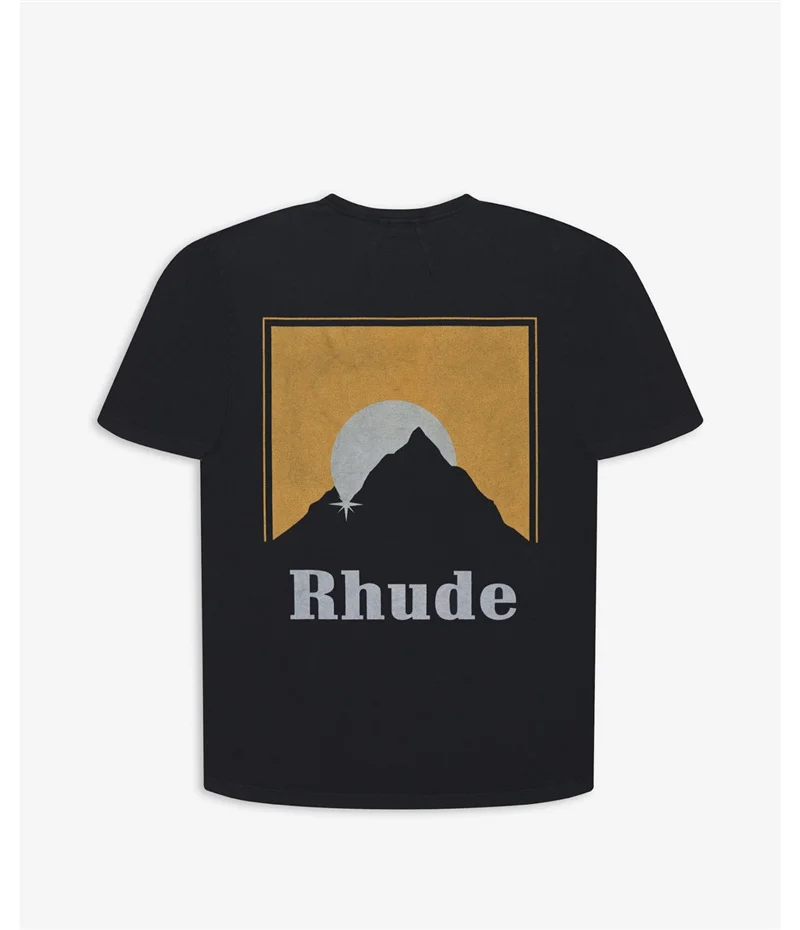 

Summer Tees RHUDE T-shirts Men Women Vintage RH Graphic Print Rhude T Shirt Oversize Tee Short Sleeve 1:1 High Quality Tops