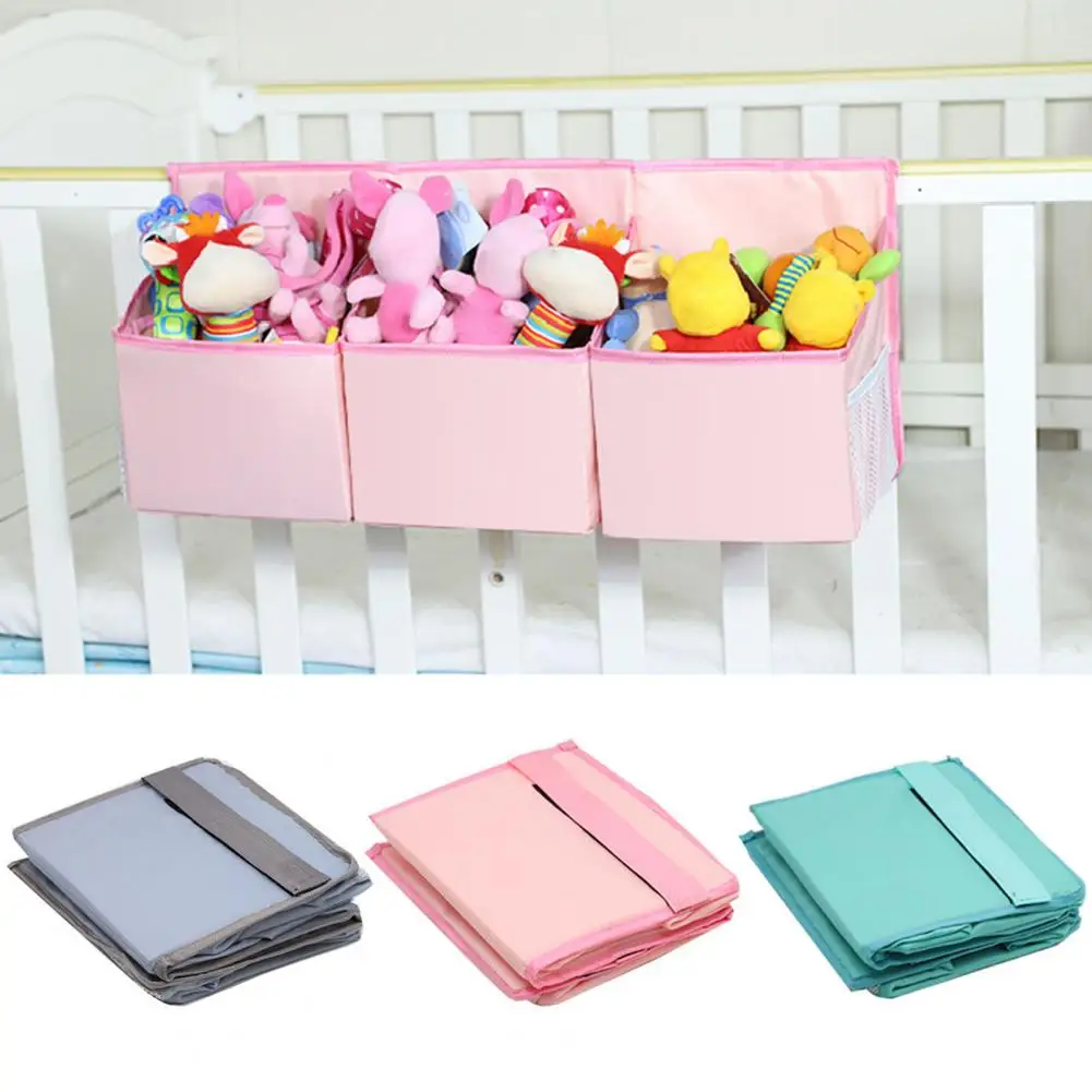 

Baby Hanging Bag Storage Bag Fastener Tape Design Foldable Keep Tidy Oxford Cloth Baby Bed Hanging Storage Bag for Bedroom