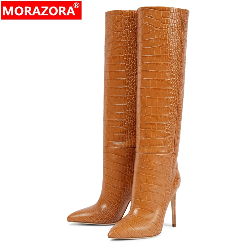 

ASUMER Size 35-43 New Women Boots Stiletto High Heels Knee High Boots Sexy Pointed Toe Party Dress Shoes