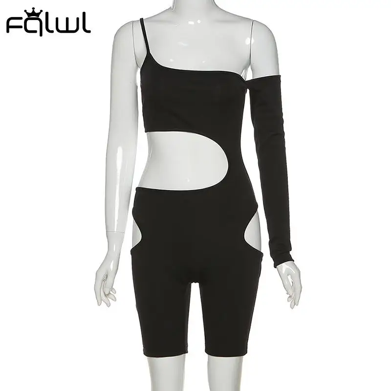 FQLWL уличный комбинезон женский без рукавов белый черный облегающий цельный