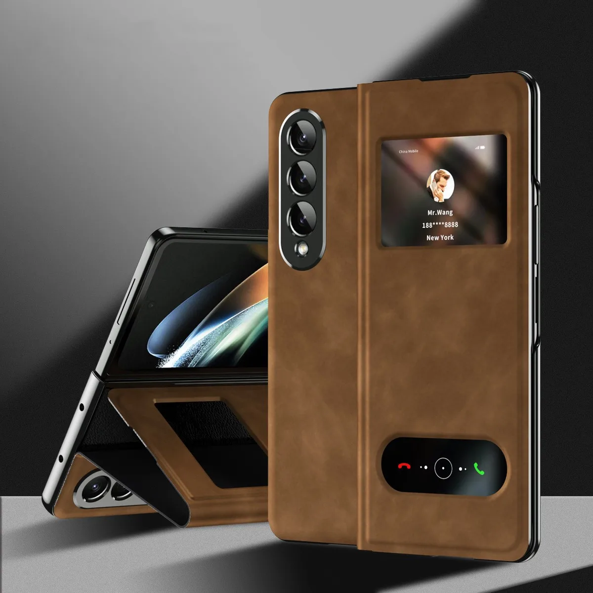 

Genuine Leather Material with Slid WIndow Case for Samsung Galaxy Z Fold 4 Case for Z Fold 3 2 Case