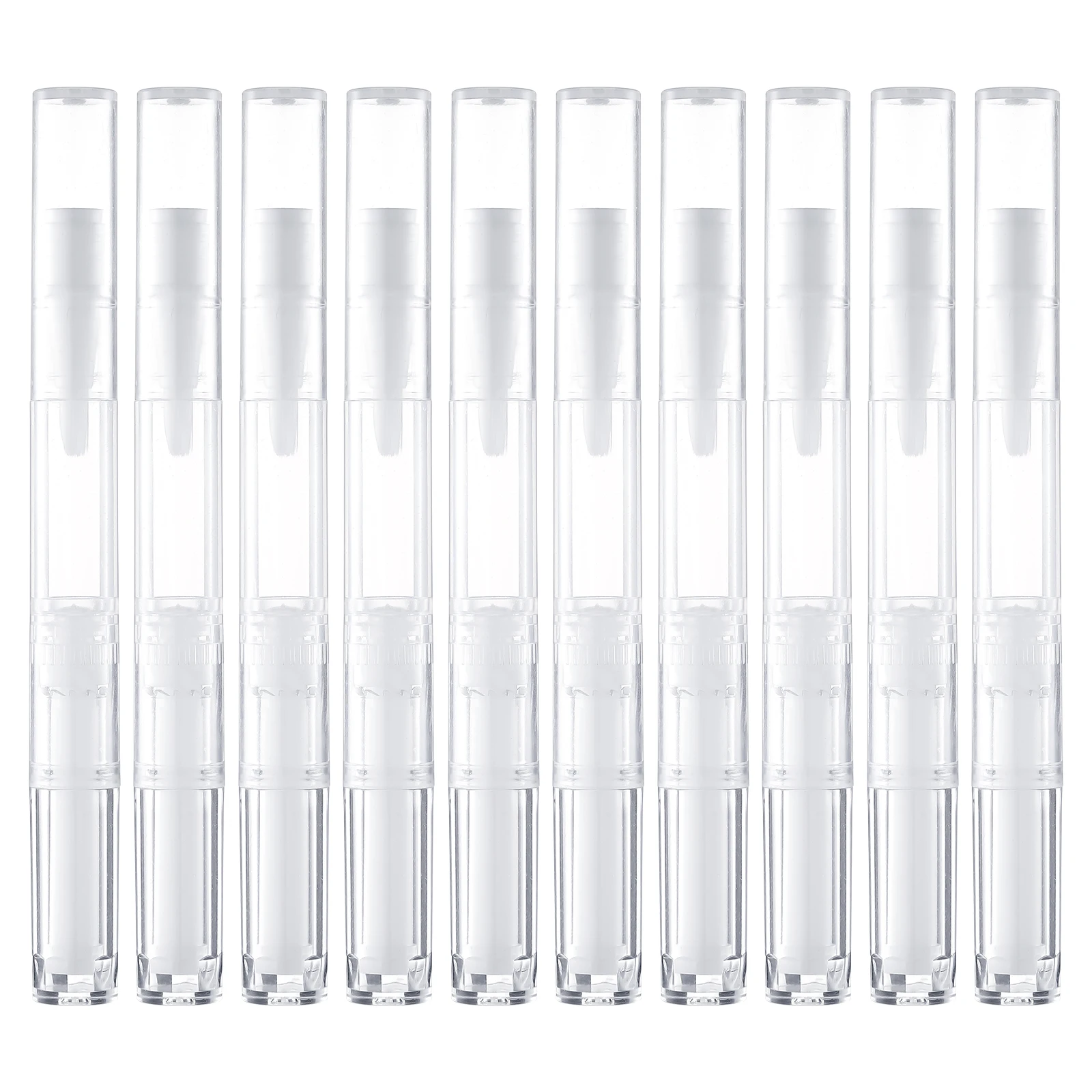 10pcs Transparent Plastic Empty Nail Polish Tubes Lip Gloss Tubes Nail Polish Brush Nail Art Pen Refillable Containers (3ml)
