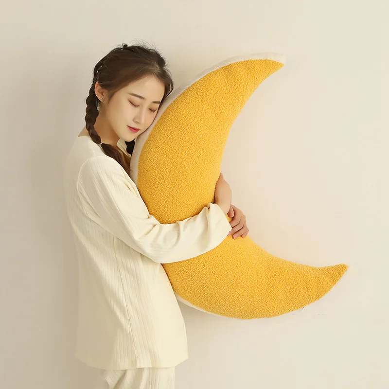 

High Quality Colorful Moon Plush Pillow Soft Cushion Stuffed Plush Toy For Girlfriend Baby Kid Sleeping Appease Pillow Kids Gift