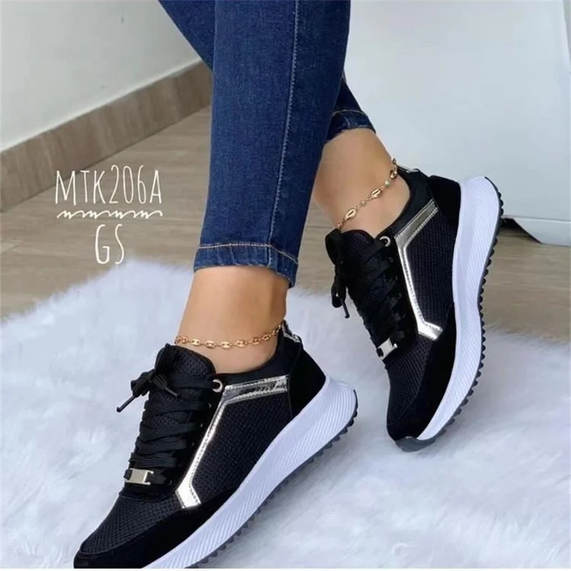 2023 New Women Chunky Sneakers Solid Color Platform Shoes Thick Bottom Zipper Women's Vulcanized Shoes Sneakers Zapatos De Mujer