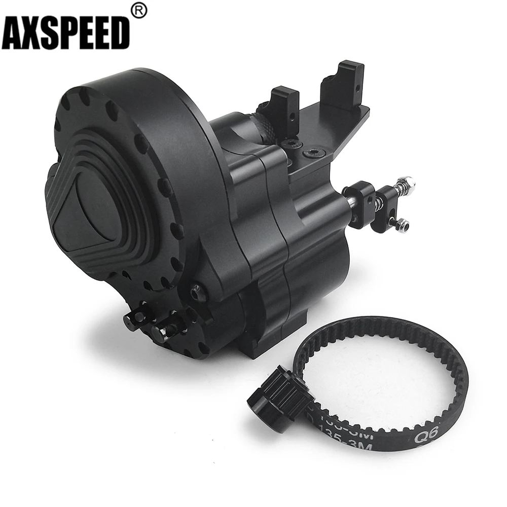 AXSPEED 2 Speed & Reverse Gearbox with Transmission Belt for 1/10 Axial SCX10 Wrangler Wraith 90048 RC Crawler Car Upgrade Parts