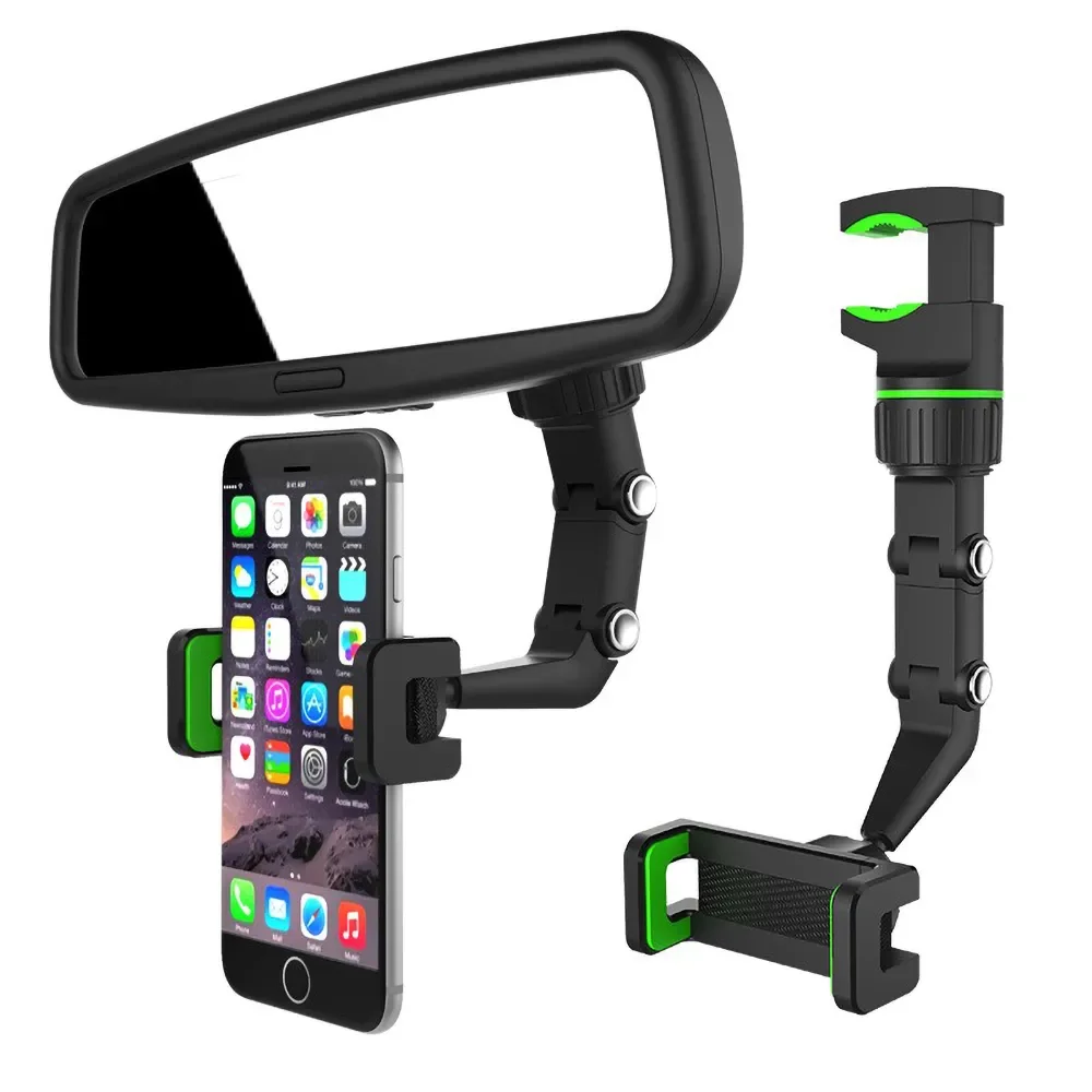 

Cell Phone Support Rearview Mirror Adjustable 360° Rotatable Stable Car Phone Bracket Desktop Clip Can Be Bent Car Holder