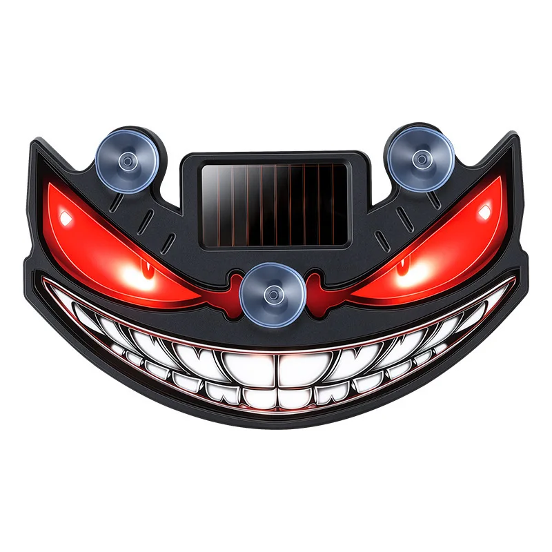 Светодиодный автомобильный предупреждающий стробоскоп Devil's Face Sensor на солнечной энергии, многоцветный мигающий сигнальный фонарь безопасности на присоске для лобового стекла (art.: 3920dc159bddb) - 3920dc159bddb
