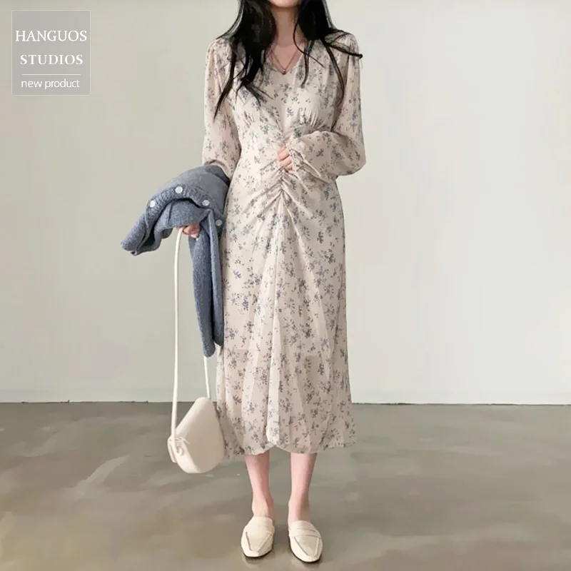 

Платье с цветочным рисунком, красивый костюм из двух предметов для французской девушки, темпераментная Милая юбка на весну