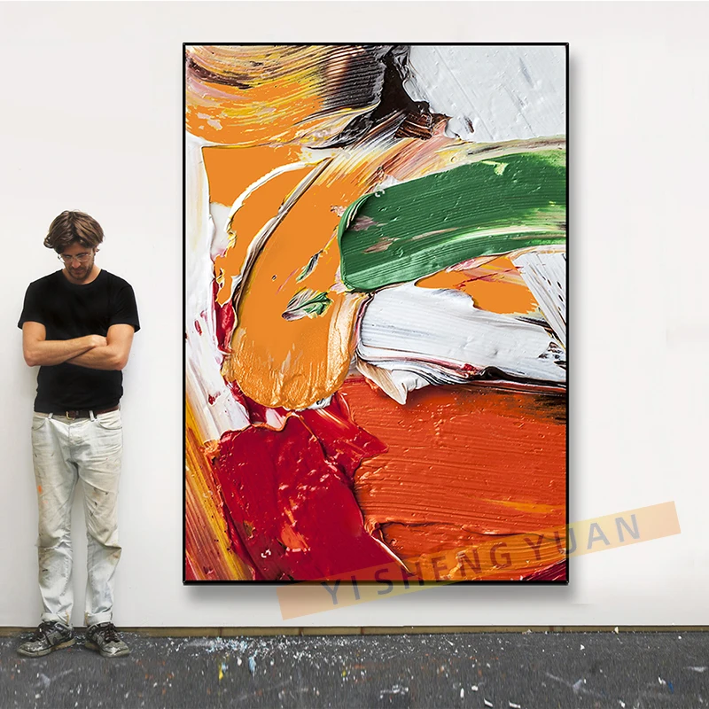 

Абстрактная Современная картина маслом большого размера ручной работы, тяжелая оранжевая текстура, художественные картины, украшение для гостиной, настенные подвески, художественное оформление