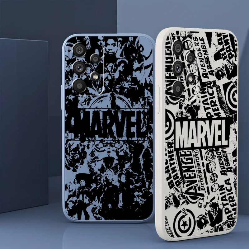 

Liquid Rope Phone Case For Samsung A73 A53 A33 A52 A32 A23 A22 A71 A51 A21S A03S A50 A30 5G Marvel Superhero Logo Cover Shell