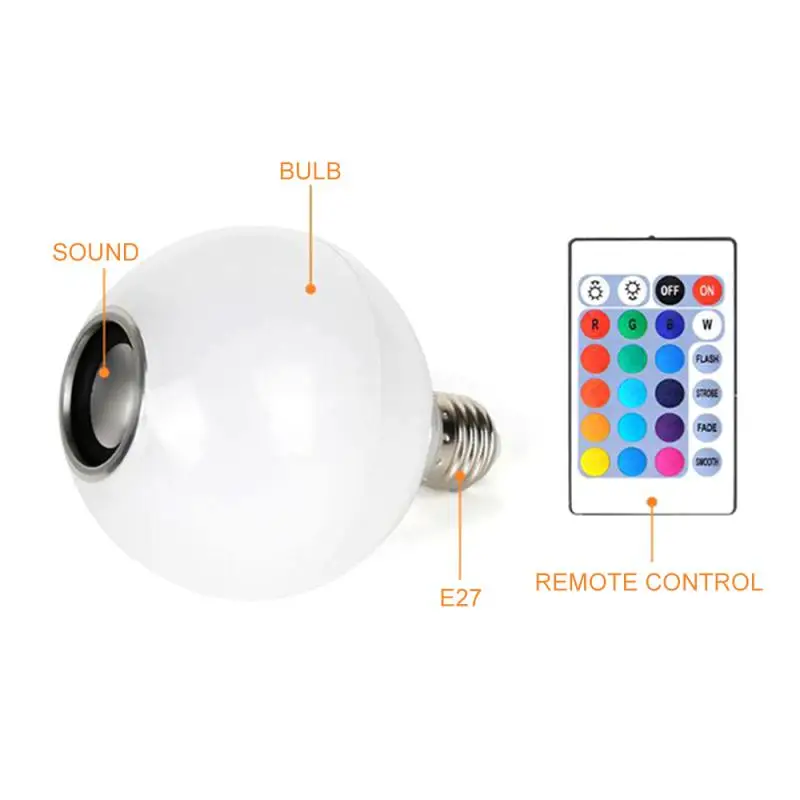 

White Light Color Bubble Music Lamp Smart Lamp Dimmable Light Bulb Wireless Remote Control E27