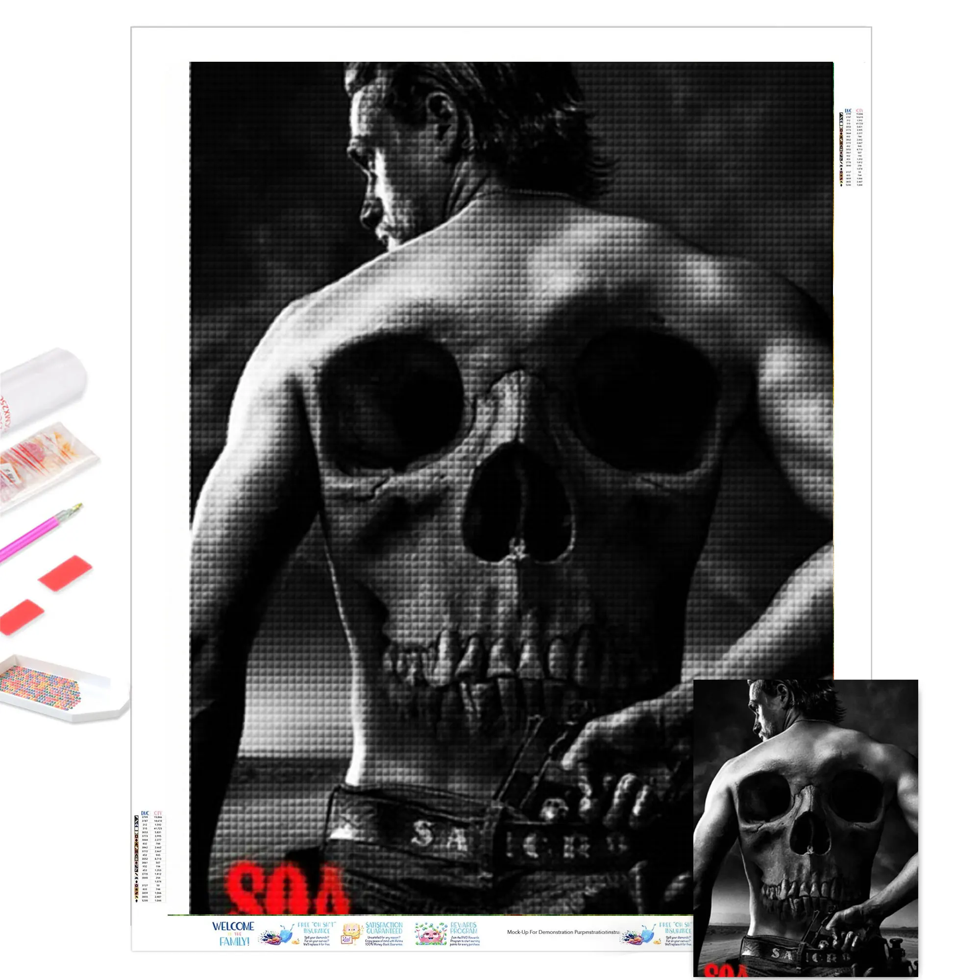 

Алмазная мозаика с изображением сынов анархии, домашний декор, мозаика «сделай сам», квадратные/круглые стразы, наборы для вышивки крестико...