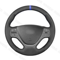hand stitched black suede car steering wheel cover for hyundai i10 2013 2014 2020 i20 2015 2016 2017 2018 2019 2020