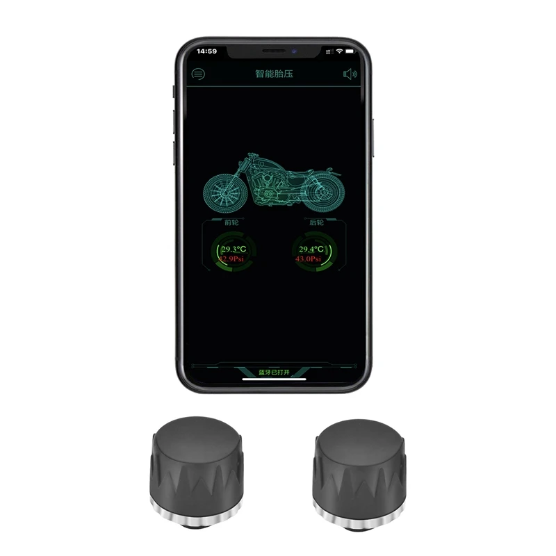 

2PCS Bluetooth Wireless Tire Pressure Monitoring System for Motorcycles Android/IOS Tyre Pressure and Temperature TPMS