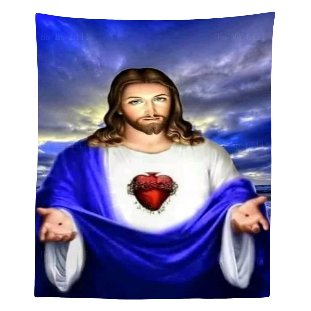 

Holy Heart Month Of Jesus Gentle And Humble Christian Blessed Tapestry By Ho Me Lili Wall Hanging For Livingroom Decor