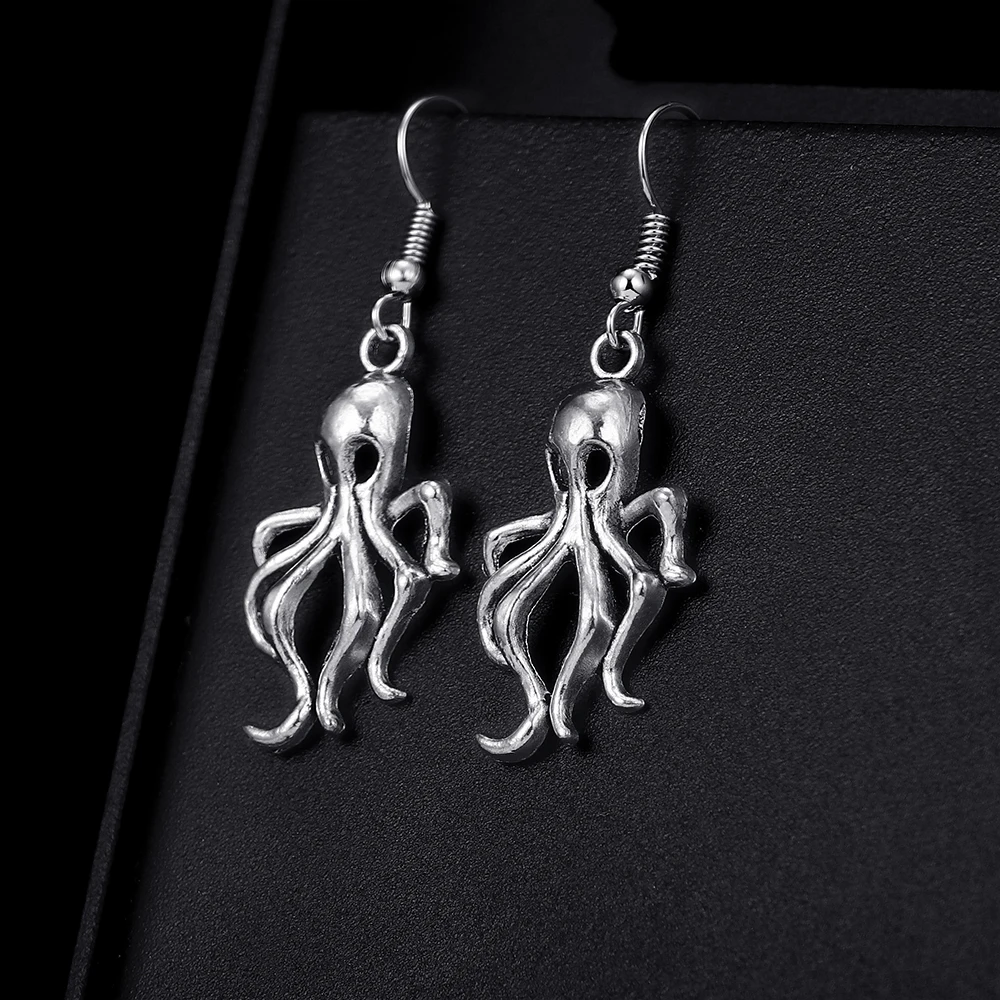 Модные Винтажные висячие серьги в форме осьминога с бронзовым покрытием