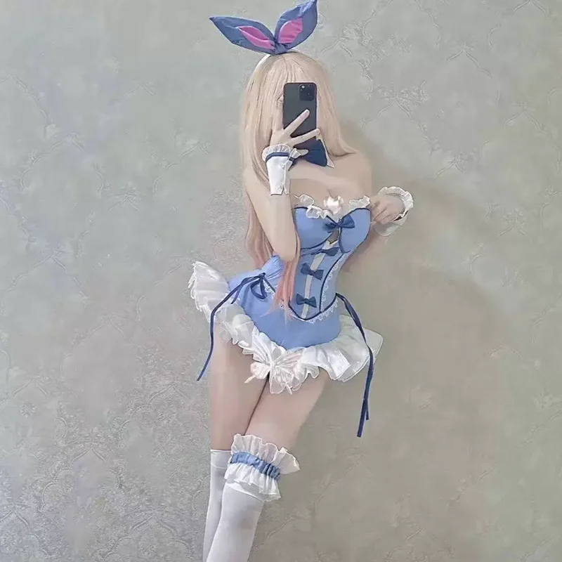 Фото My Dress-Up Darling Kitagawa Marin Комплект нижнего белья Blue Bunny Girl Marin Kitagawa Bunny Ear Косплей Костюм Con Outfit №2