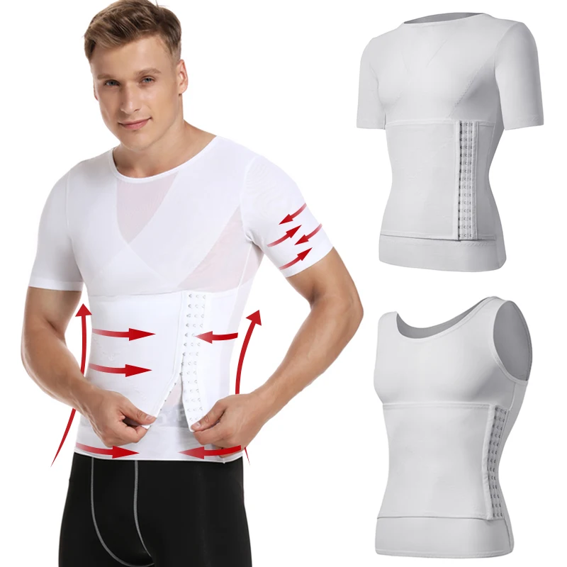 

Shapers Fajas Trainer Mens Slimming Sheath Compression Shaper Tops Body Shapewear Shirts Abdomen Tummy Corset Gynecomastia Waist