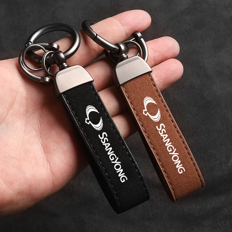 

Car Keychain Suede Keychain Sport Car Key Ring Custom Gift With Logo For SsangYong Kyron Stavic Rexton Sports Tivoli Musso