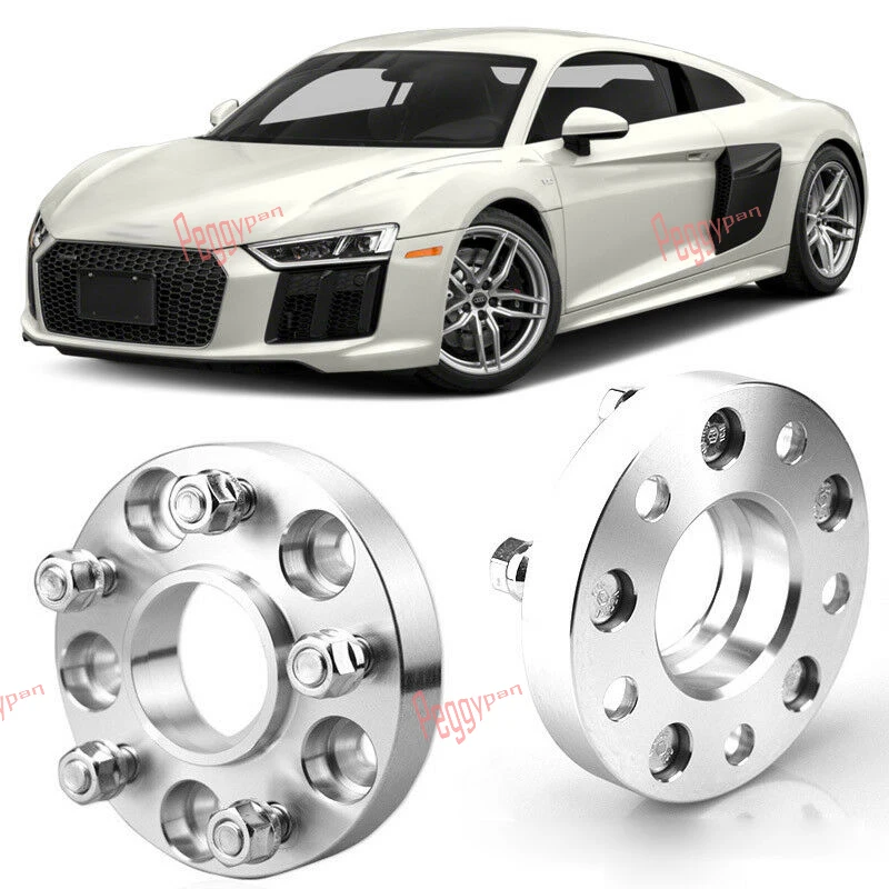 

2pcs 1" Wheel Spacers Centric Hub Adapters 5x4.4 57.1mm 14x1.5 Stud For Audi R8 2007-2018