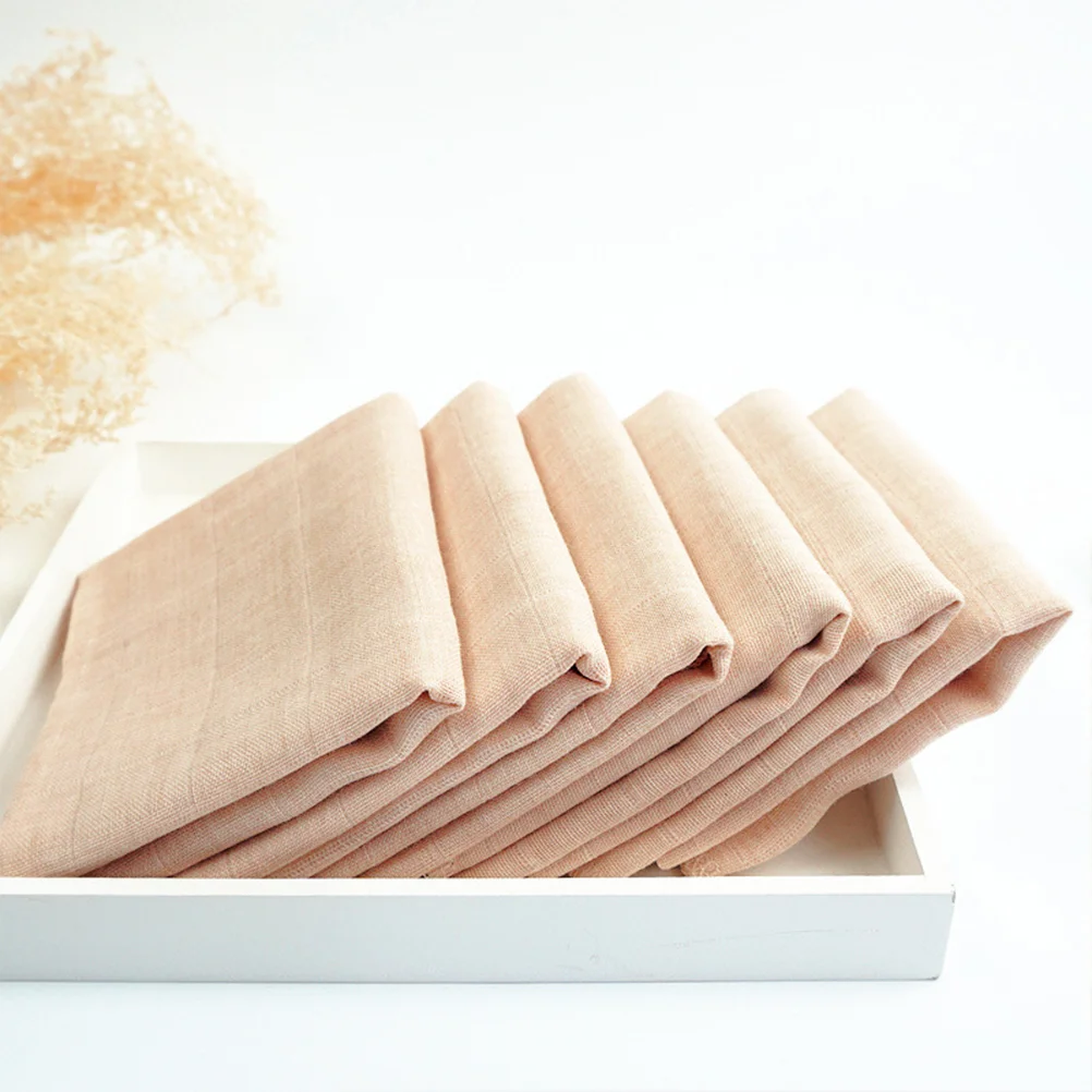 

6 Towels Square Cotton Double-layer Towelette Saliva Towel Nursing Towel for