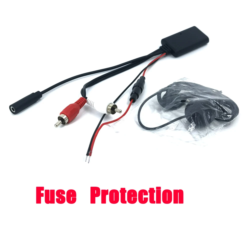 Biurlink Fuse Protection 2RCA Bluetooth Aux Cable Radio Audio Modify Adapter Microphone Adaptor for Pioneer Alpine 2RCA Headunit