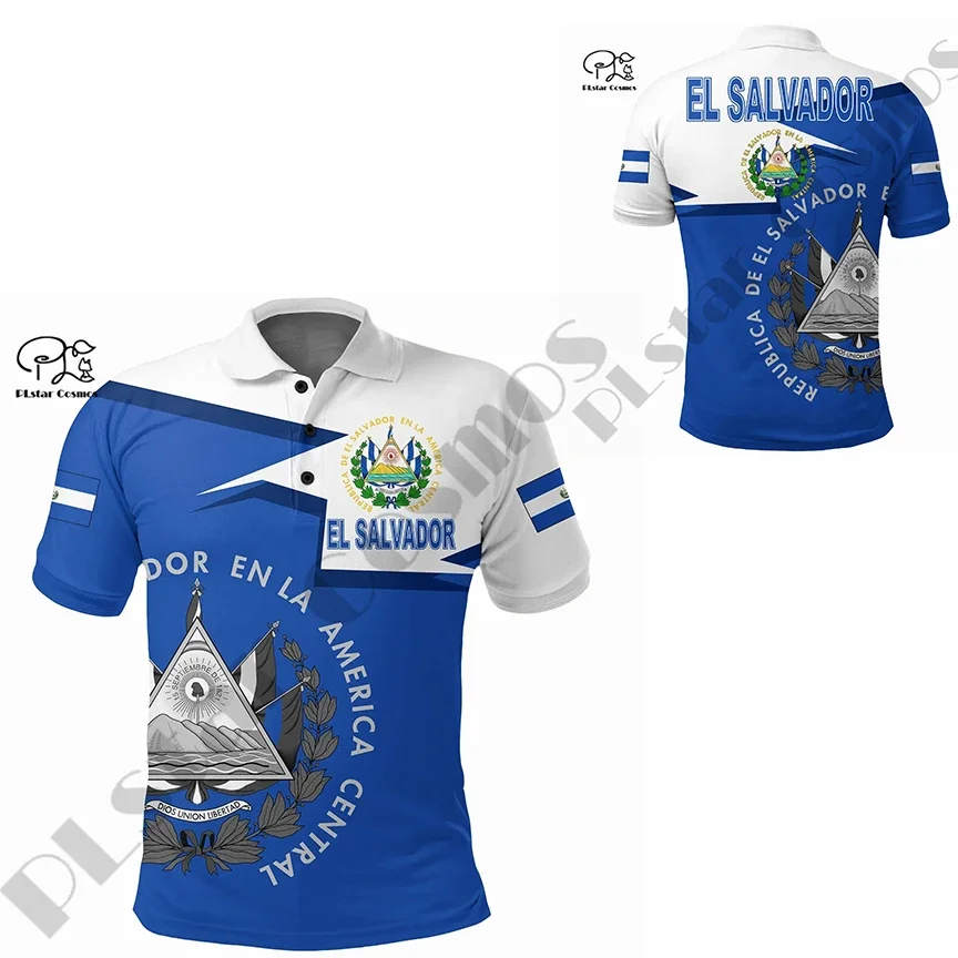 Футболка-поло унисекс с принтом флага Сальвадора 3 шт.