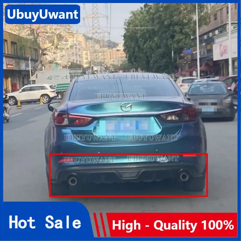 

For Mazda 6 Atenza Car Rear Bumper Diffuser Lip spoiler Canard Black / Black With Sliver ABS Plastic Car-Styling 2014-2018