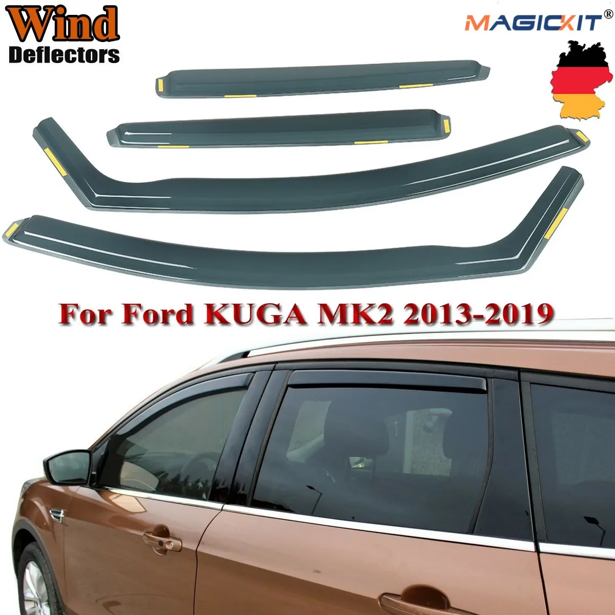 

Magickit For FORD KUGA MK2 5-doors 2012-2019 4-pc Wind Deflectors Visors Magickit Tinted