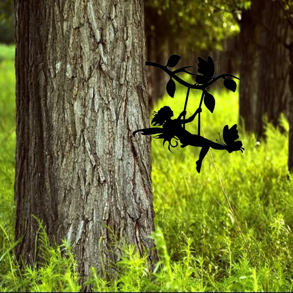 Эльф на ветке стальной силуэт металлический декоративный садовый кол идеально