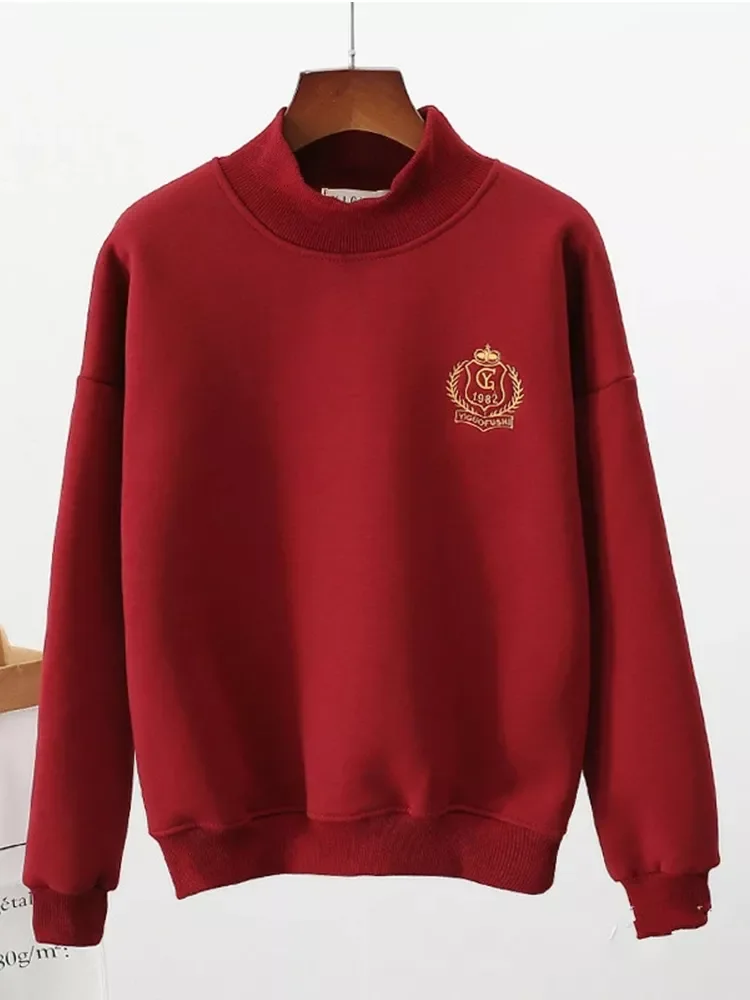 

2023New New Thick Lamb Velvet Sweatshirts Women's Plus Velvet Turtleneck Pullover Coat Sweatshirts Warm Sportswear clothing