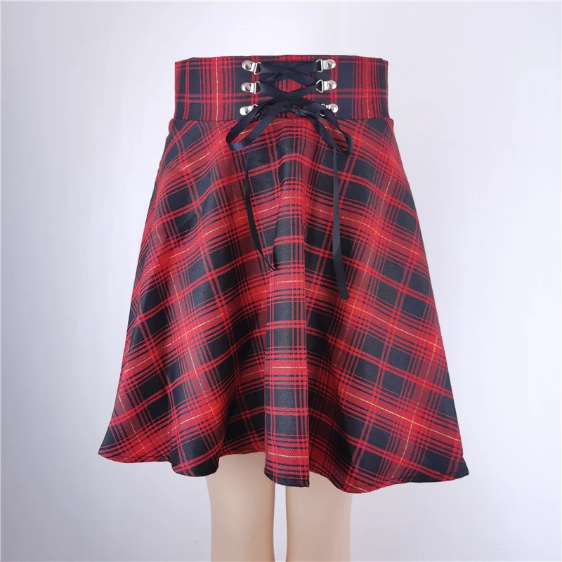 

Women's Basic Versatile Flared Casual Mini Skater Skirt High Waisted School Goth Punk Black Skirt Harajuku