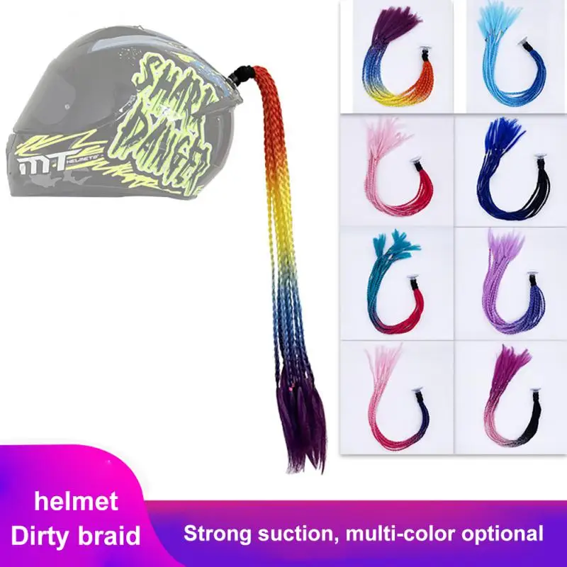 

Womens Mens Helmet Braids Motorcycle Ponytail Dirty Gradient Ramp Hair Punk Biker Helmet Decoration 55cm