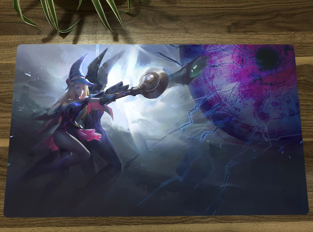 

YuGiOh Dark Magician Girl & Dark Magician Trading Card Game Mat TCG CCG Playmat Mouse Pad Desk Table Play Mat With Bag 60x35cm
