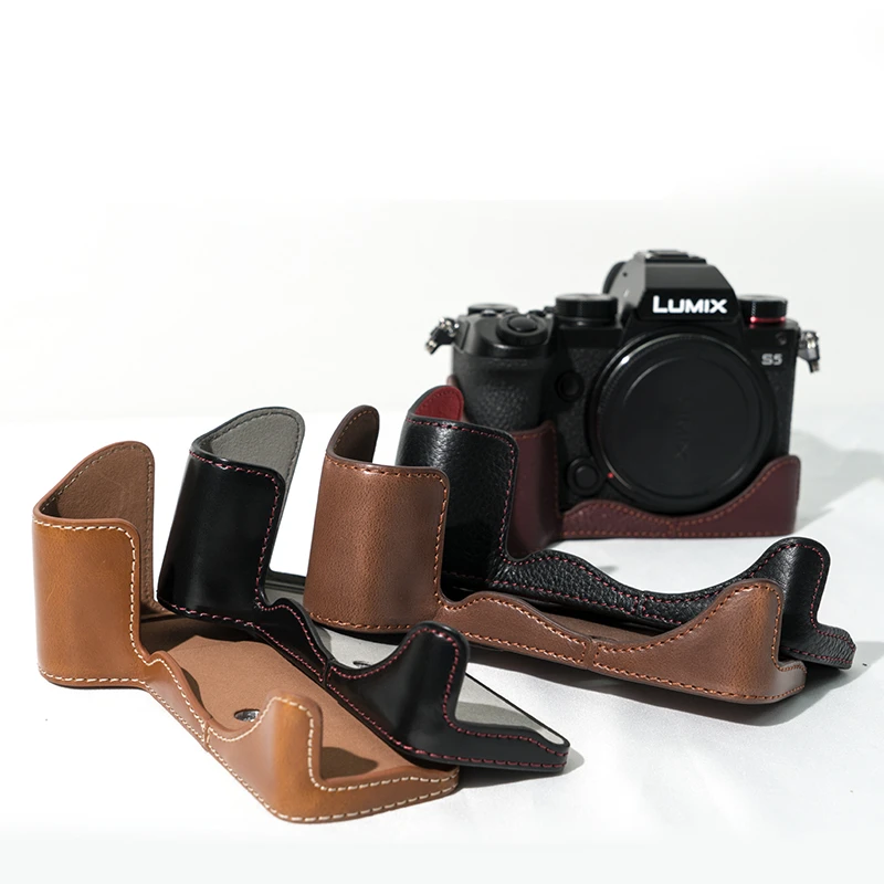 

Lumix S5 S5M2 PU Leather Case Half Body Set Case Cover Grip for Panasonic LUMIX S5 II / S5 Bottom case Cover