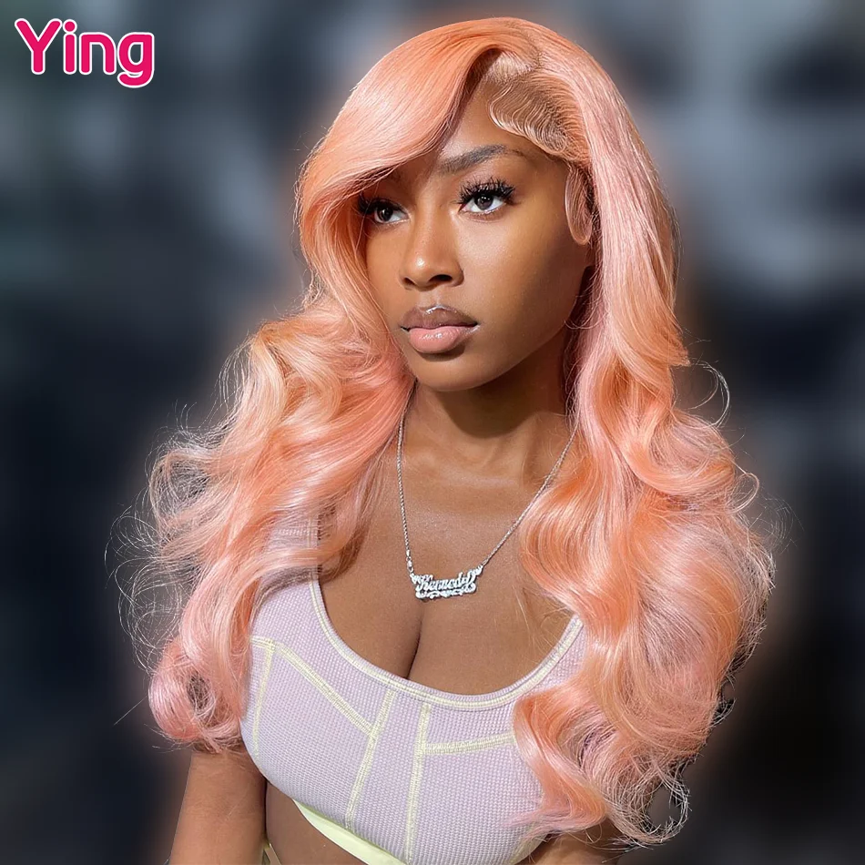 

Парик Ying Hair 613 блонд, розовый, оранжевый, 13X6, волнистые человеческие волосы, передний парик на сетке, 180% бразильский, Remy 13X4, прозрачные передни...