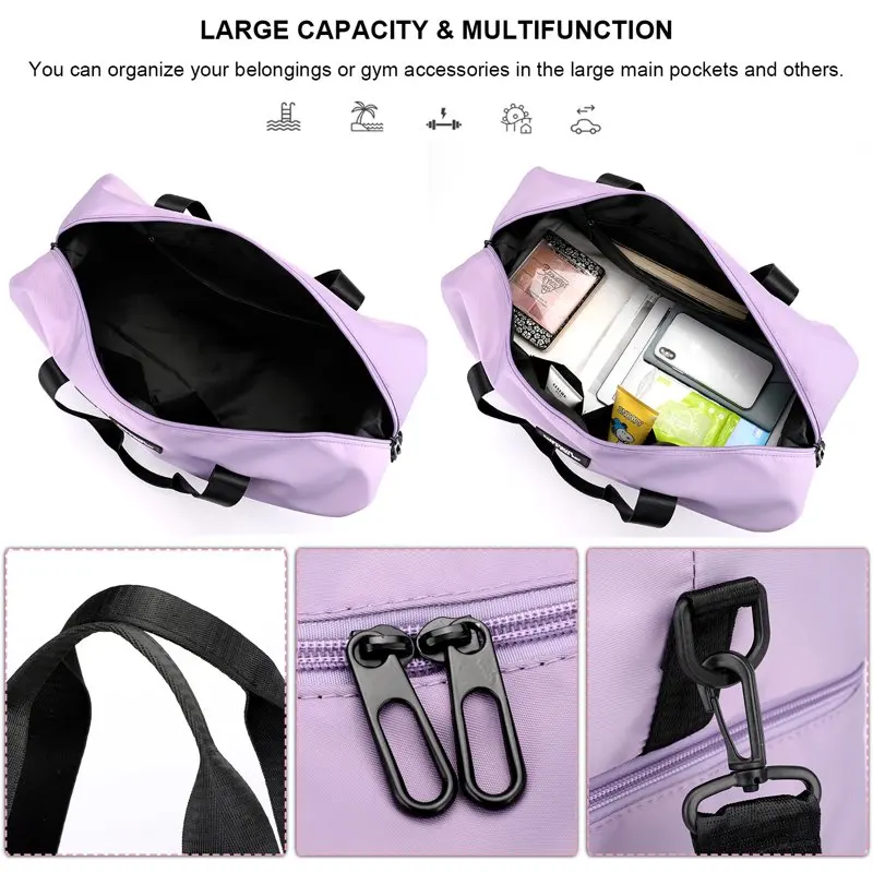 Handy Stylish Pink Sports Weekender Overnight Duffel Bag, Comes with Gym Bag & Shoes Compartment for Traveling, Yoga, and School