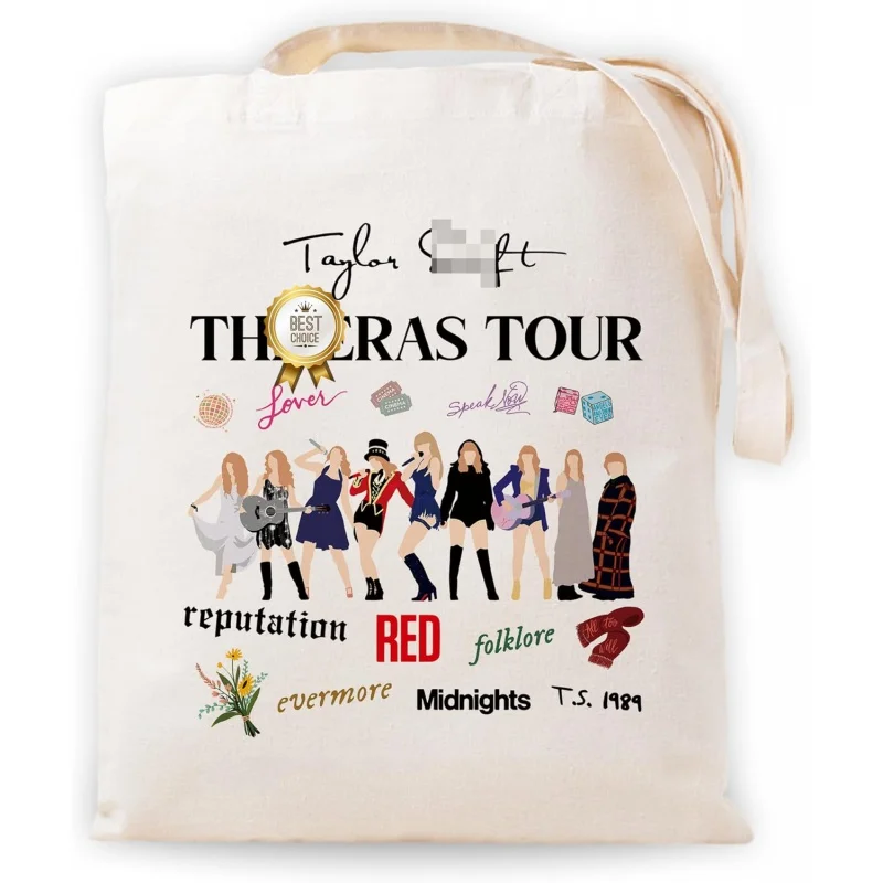

Singer Swifiter Merch Album Tote Bag Inspired Swift Singer Merchandise TS Fans Music Lover Track List