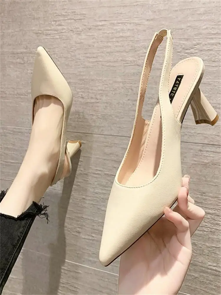 

Босоножки женские в стиле ретро, оригинальные туфли с закрытым носком, заостренный носок, удобная офисная обувь, черные, бежевые, весна 2022